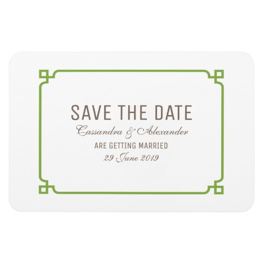 Greenery Deco Chic Save the Date Magneet (Horizontaal)
