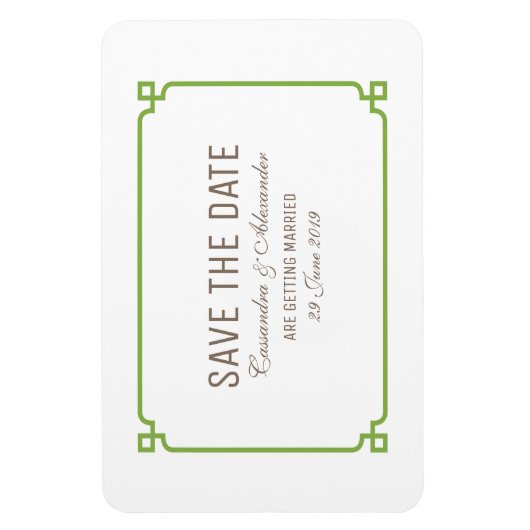 Greenery Deco Chic Save the Date Magneet (Verticaal)