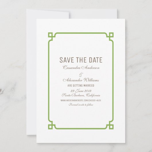 Greenery Deco Chic sparen de Datum uitnodigen Kaart (Voorkant)