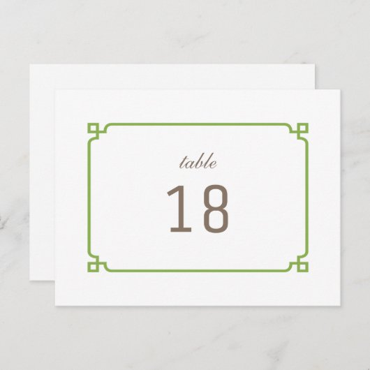 Greenery Deco Chic Table Number Briefkaart (Voorkant / Achterkant)