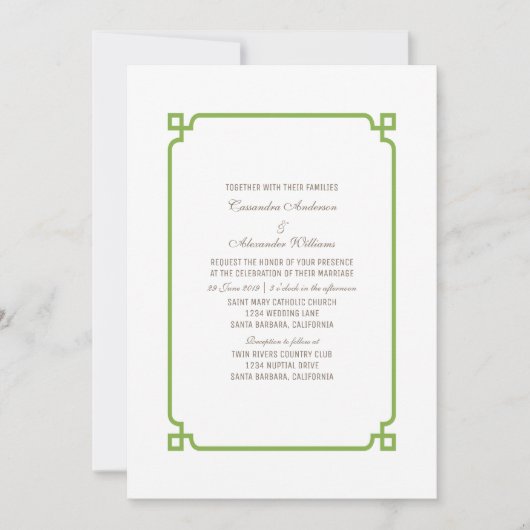 Greenery Deco Chic Wedding Invite Kaart (Voorkant)
