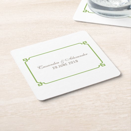 Greenery Deco Chic Wedding Kartonnen Onderzetters (Schuin)