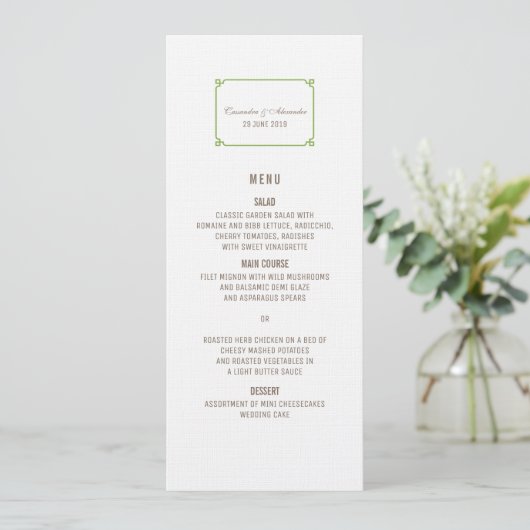 Greenery Deco Chic Wedding Menu (Staand voorkant)