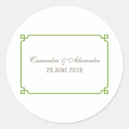 Greenery Deco Chic Wedding Ronde Sticker