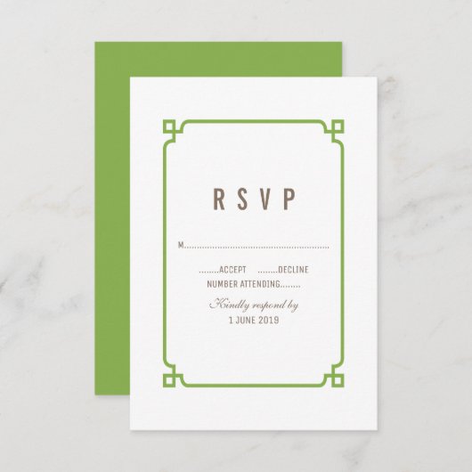 Greenery Deco Chic Wedding RSVP (Voorkant / Achterkant)