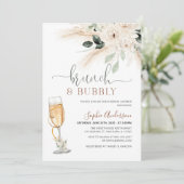 Greenery Desert Boho Pampas Grass Brunch en Bubble Kaart (Staand voorkant)