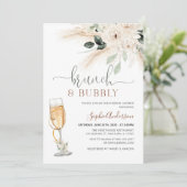 Greenery Desert Boho Pampas Grass Brunch en Bubble Kaart (Staand voorkant)