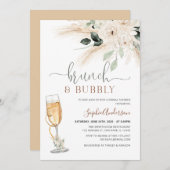 Greenery Desert Boho Pampas Grass Brunch en Bubble Kaart (Voorkant / Achterkant)