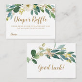Greenery Diaper Raffle Insert Kaart (Voorkant / Achterkant)