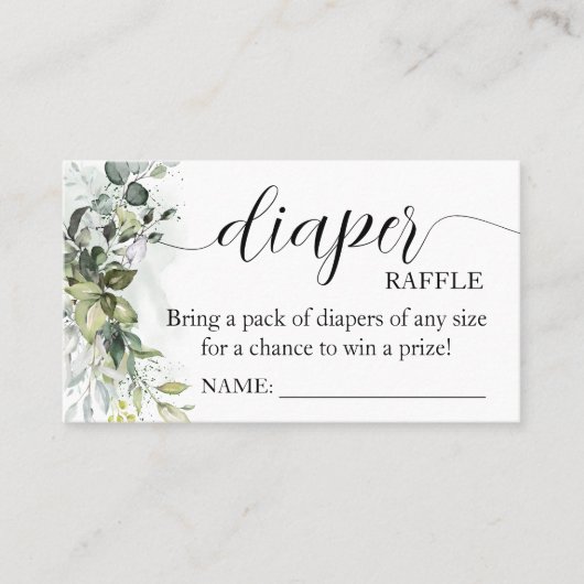 Greenery Diaper Raffle Ticket Baby shower (Voorkant)