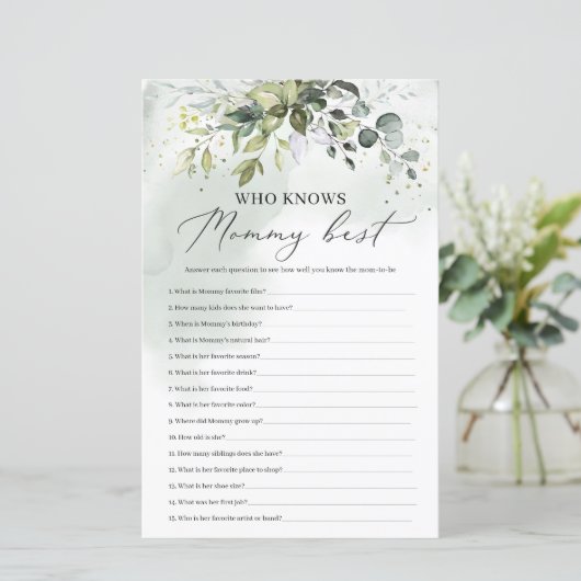 Greenery die het beste baby shower-spel kent (Staand voorkant)