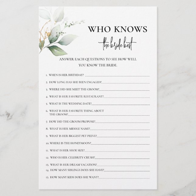 Greenery die het beste spel van de Bride kent (Voorkant)