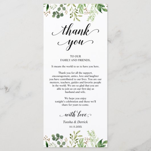 Greenery, Dinner Place Setting Dank u Kaart (Voorkant)