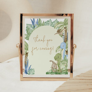 Greenery Dinosaur Baby shower Bedankt voor het kom Poster