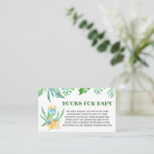 Greenery Dinosaur Baby shower Books for Baby Visitekaartje (Staand voorkant)