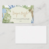 Greenery Dinosaur Baby shower Diaper Raffle Informatiekaartje (Voorkant / Achterkant)