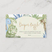 Greenery Dinosaur Baby shower Diaper Raffle Informatiekaartje (Voorkant)