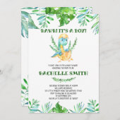 Greenery Dinosaur Baby Shower Kaart (Voorkant / Achterkant)