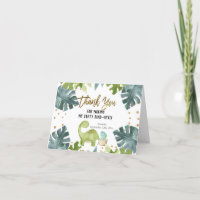 Greenery Dinosaur Opgevouwen Dank je kaart