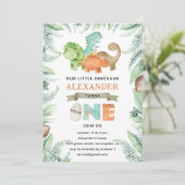 Greenery Dinosaur Wild Op een dag na Invitati Kaart (Staand voorkant)