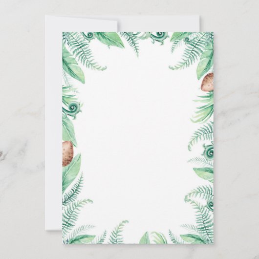 Greenery Dinosaur Wild Op een dag na Invitati Kaart (Achterkant)