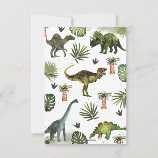 Greenery Dinosaurs Birthday Stomp Chomp Roar Bedankkaart (Achterkant)
