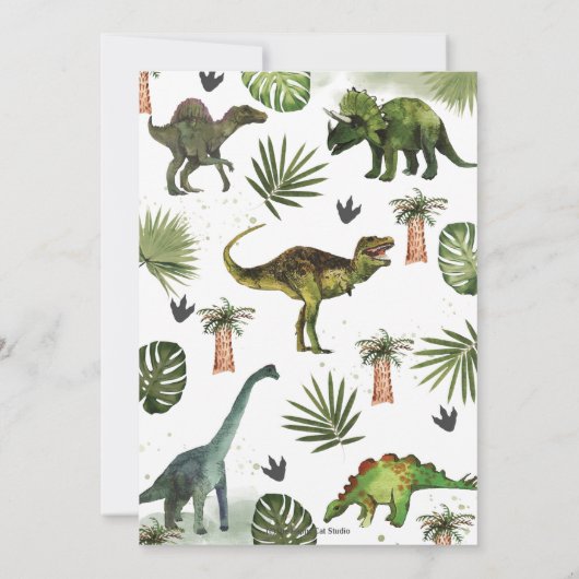 Greenery Dinosaurs Birthday Stomp Chomp Roar Kaart (Achterkant)