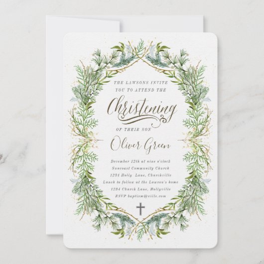 Greenery Doop uitnodiging (Voorkant)