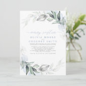 Greenery Dusty Blue Elegant Evening Reception Kaart (Staand voorkant)