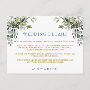 Greenery Dusty Blue Gold Wedding-kaart Briefkaart