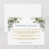 Greenery Dusty Blue Gold Wedding-kaart Briefkaart (Voorkant / Achterkant)