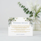 Greenery Dusty Blue Gold Wedding-kaart Briefkaart (Staand voorkant)