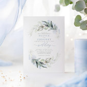 Greenery Dusty Blue Modern Elegant Wedding Kaart