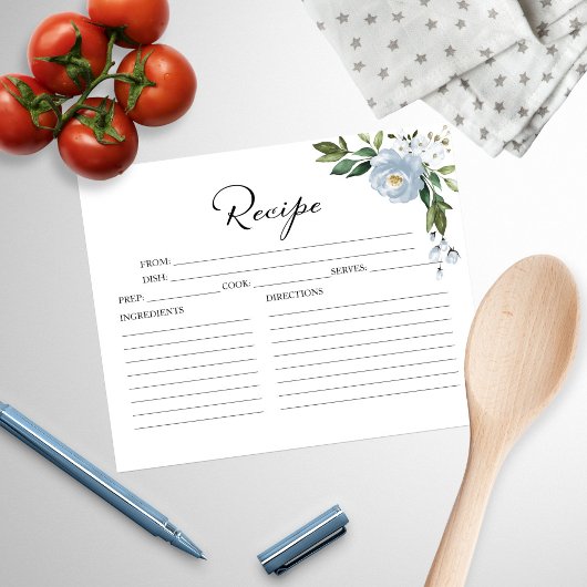 Greenery Dusty Blue Vrijgezellenfeest Recipe Kaart