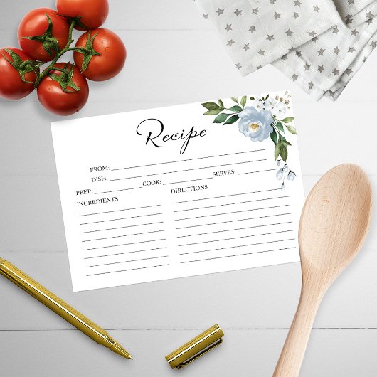 Greenery Dusty Blue Vrijgezellenfeest Recipe Kaart