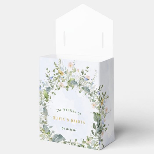 Greenery Dusty Blue Waterverf Wildflower Weddensch Bedankdoosjes (Geopend)