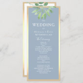 Greenery Dusty Blue Wedding Programme Programmakaart (Voorkant / Achterkant)