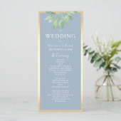 Greenery Dusty Blue Wedding Programme Programmakaart (Staand voorkant)