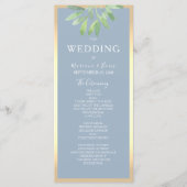 Greenery Dusty Blue Wedding Programme Programmakaart (Voorkant)