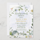 Greenery Dusty Blue Wildflower Bridesmaids Brunch Kaart (Voorkant)