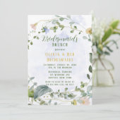 Greenery Dusty Blue Wildflower Bridesmaids Brunch Kaart (Staand voorkant)