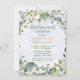Greenery Dusty Blue Wildflower Bridesmaids Lunch Kaart
