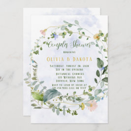 Greenery Dusty Blue Wildflower Couples Shower Kaart