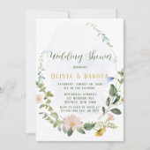 Greenery Dusty Blue Wildflower Wedding Shower Kaart (Voorkant)