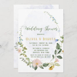 Greenery Dusty Blue Wildflower Wedding Shower Kaart