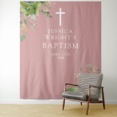 Greenery Dusty Roos Roze Doop Foto Achtergrond Wandkleed (In situ)