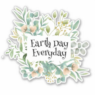 Greenery Earth Day Dagelijks, bespaar de aarde Sticker