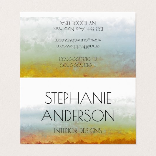Greenery Earthy Brown Waterverf Abstract Visitekaartje (Buitenkant ongevouwen)