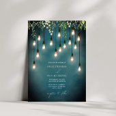 Greenery Edison Lightbulbs Waterverf Wedding Kaart