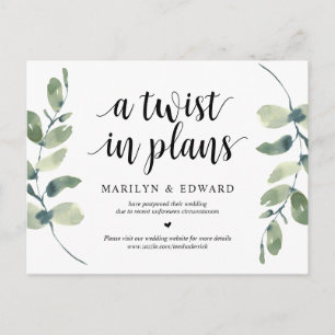 Greenery, een draai in Plannen, bruiloft uitgestel Briefkaart